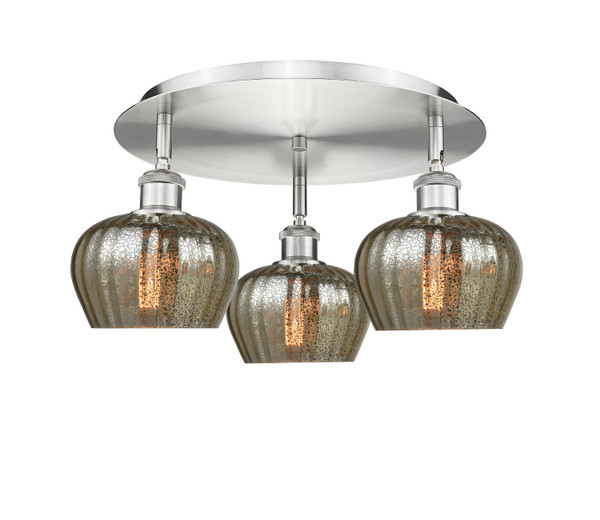 Innovations - 516-3C-SN-G96 - Three Light Semi-Flush Mount - Ballston - Satin Nickel