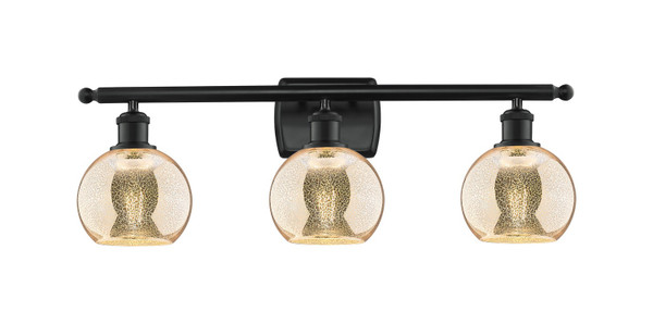 Innovations - 516-3W-BK-G128-6 - Three Light Bath Vanity - Ballston - Matte Black