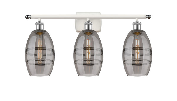 Innovations - 516-3W-WPC-G557-6SM - Three Light Bath Vanity - Ballston - White Polished Chrome