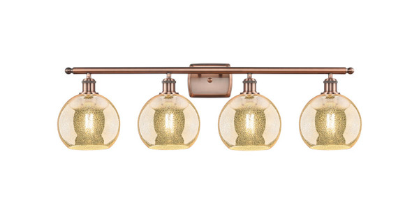 Innovations - 516-4W-AC-G128-8 - Four Light Bath Vanity - Ballston - Antique Copper