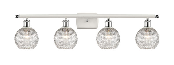 Innovations - 516-4W-WPC-G122C-6CL - Four Light Bath Vanity - Ballston - White Polished Chrome