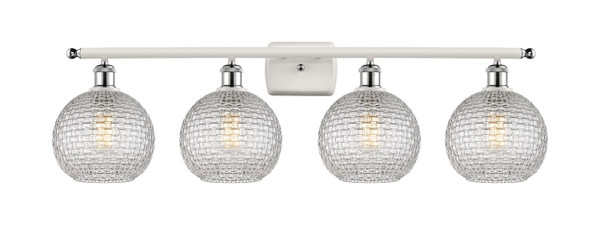 Innovations - 516-4W-WPC-G122C-8CL - Four Light Bath Vanity - Ballston - White Polished Chrome