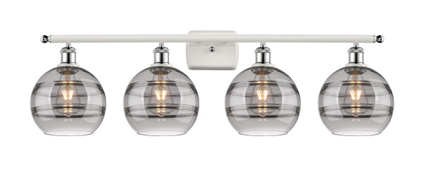 Innovations - 516-4W-WPC-G556-8SM - Four Light Bath Vanity - Ballston - White Polished Chrome
