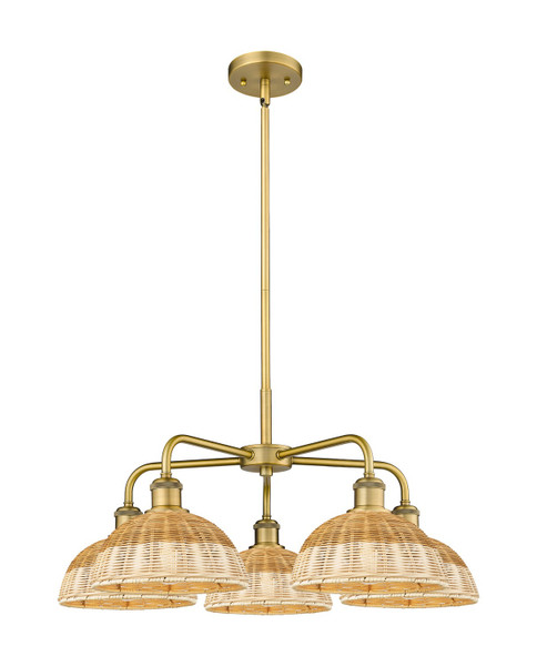 Innovations - 516-5CR-BB-NBD2-9-NAT - Five Light Chandelier - Ballston - Brushed Brass