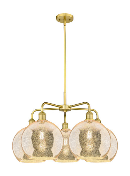 Innovations - 516-5CR-SG-G128-10 - Five Light Chandelier - Ballston - Satin Gold