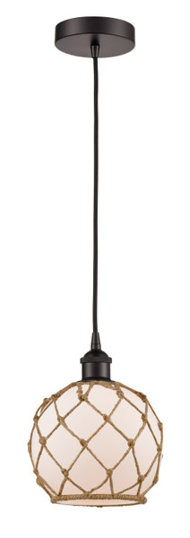 manufacturer_finish:Oil Rubbed Bronze|manufacturer_glass:White Glass with Brown Rope|light_output:220.00lm|color_temperature:2200K|cri:99