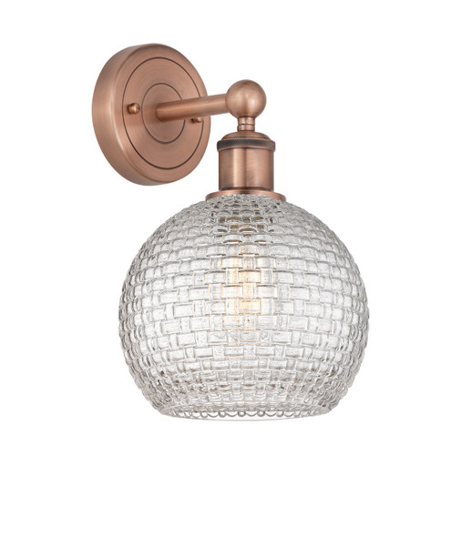 manufacturer_finish:Antique Copper|manufacturer_glass:Clear Basket Weave Athens|light_output:220.00lm|color_temperature:2200K|cri:99