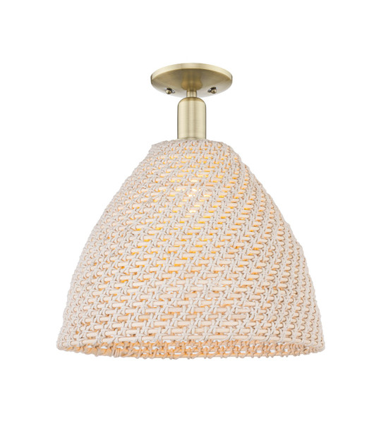 Innovations - 716-1C-AB-NBD-16-NAT - One Light Semi-Flush Mount - Arcadia - Antique Brass