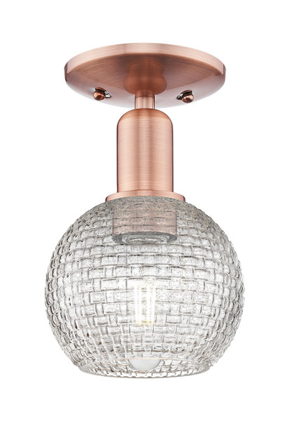 Innovations - 716-1C-AC-G122C-6CL - One Light Semi-Flush Mount - Arcadia - Antique Copper