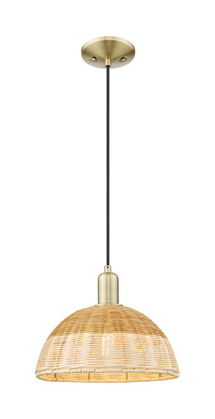 Innovations - 716-1P-AB-NBD2-12-NAT - One Light Mini Pendant - Arcadia - Antique Brass