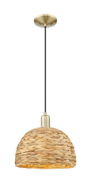 Innovations - 716-1P-AB-RBD-12-NAT - One Light Mini Pendant - Arcadia - Antique Brass