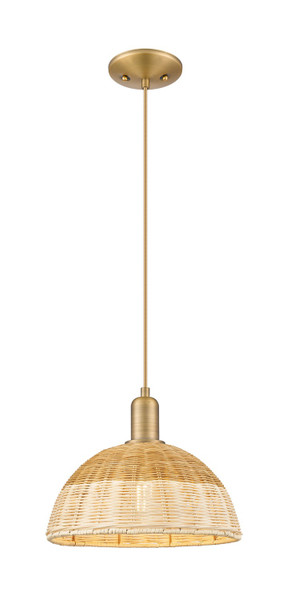 Innovations - 716-1P-BB-NBD2-12-NAT - One Light Mini Pendant - Arcadia - Brushed Brass