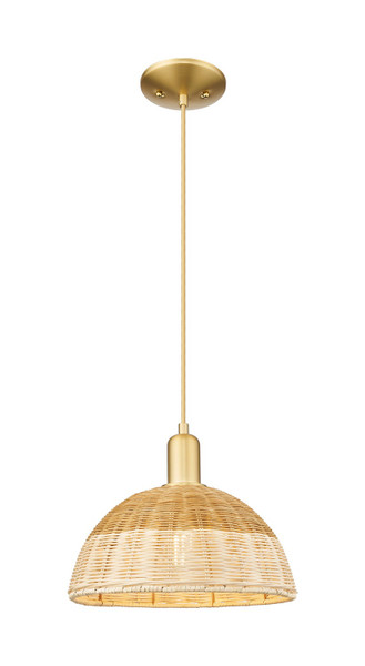 Innovations - 716-1P-SG-NBD2-12-NAT - One Light Mini Pendant - Arcadia - Satin Gold