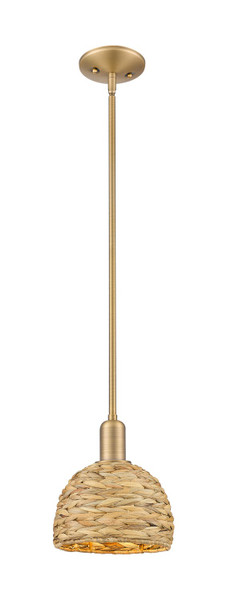 Innovations - 716-1S-BB-RBD-8-NAT - One Light Mini Pendant - Arcadia - Brushed Brass