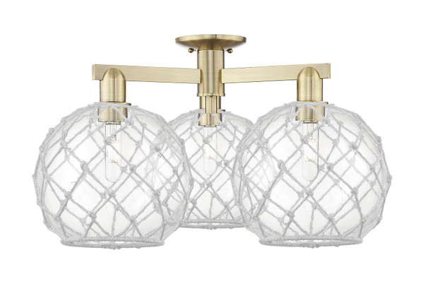 Innovations - 716-3F-AB-G122-10RW - Three Light Semi-Flush Mount - Arcadia - Antique Brass