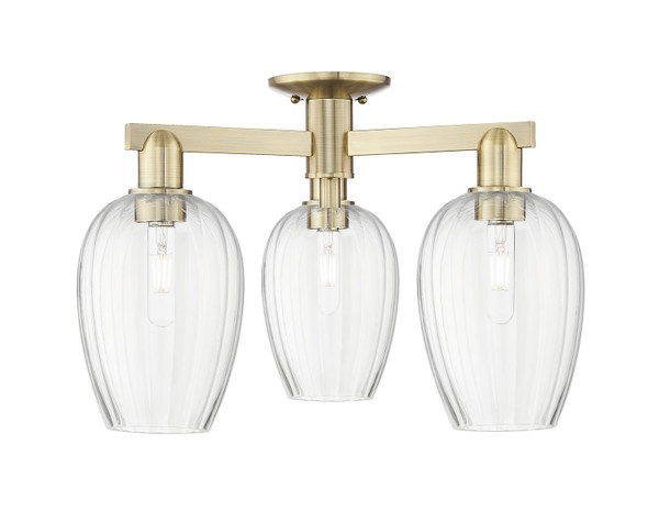 Innovations - 716-3F-AB-G457-6CL - Three Light Semi-Flush Mount - Arcadia - Antique Brass