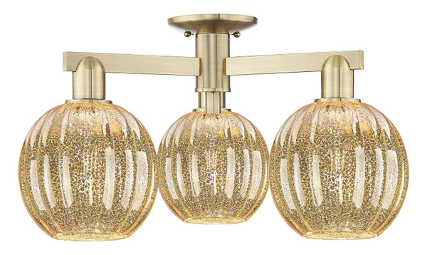 Innovations - 716-3F-AB-G458-7ME - Three Light Semi-Flush Mount - Arcadia - Antique Brass