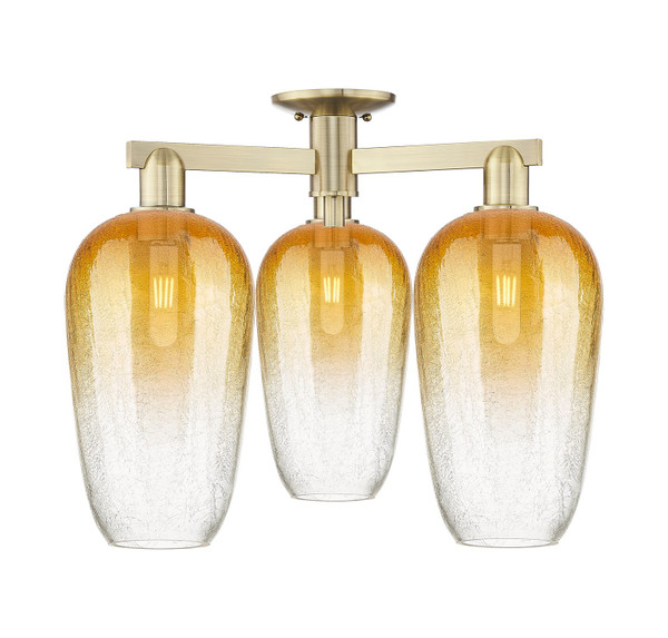 Innovations - 716-3F-AB-G484-7AM - Three Light Semi-Flush Mount - Arcadia - Antique Brass