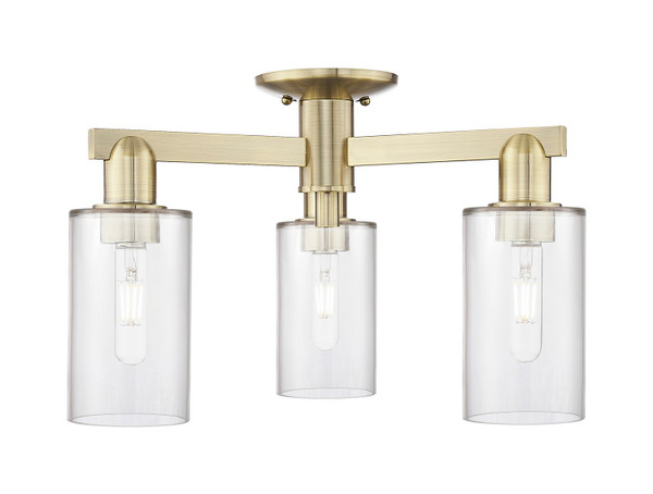 Innovations - 716-3F-AB-G802 - Three Light Semi-Flush Mount - Arcadia - Antique Brass