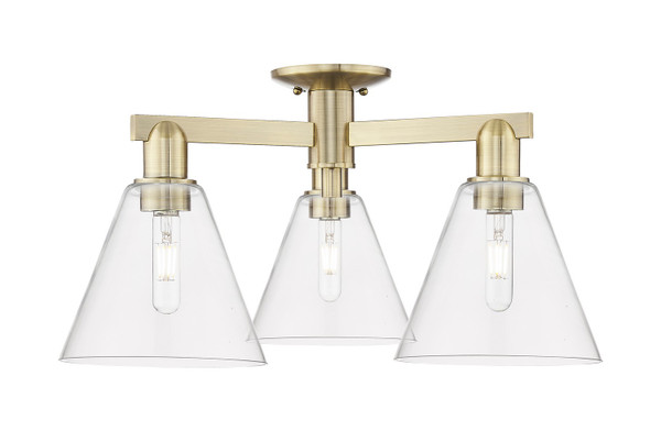 Innovations - 716-3F-AB-GBC-82 - Three Light Semi-Flush Mount - Arcadia - Antique Brass