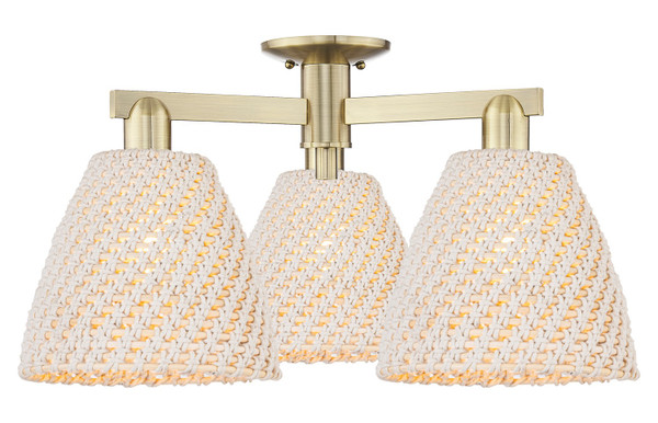 Innovations - 716-3F-AB-NBD-9-NAT - Three Light Semi-Flush Mount - Arcadia - Antique Brass