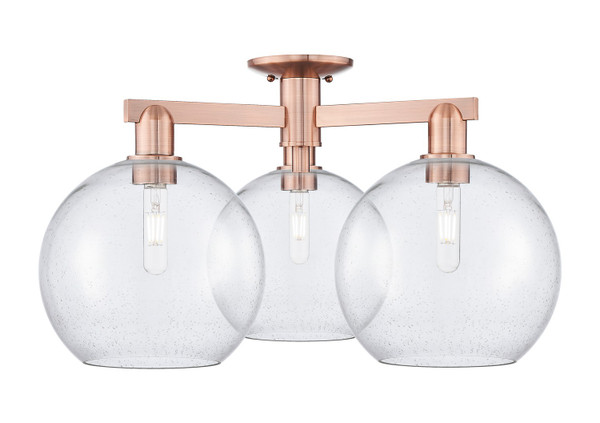Innovations - 716-3F-AC-G124-10 - Three Light Semi-Flush Mount - Arcadia - Antique Copper