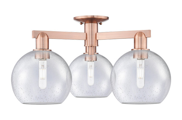 Innovations - 716-3F-AC-G124-8 - Three Light Semi-Flush Mount - Arcadia - Antique Copper
