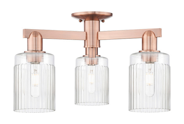 Innovations - 716-3F-AC-G342 - Three Light Semi-Flush Mount - Arcadia - Antique Copper
