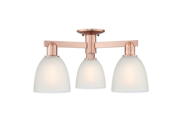 Innovations - 716-3F-AC-G381 - Three Light Semi-Flush Mount - Arcadia - Antique Copper