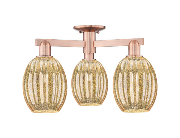 Innovations - 716-3F-AC-G459-6ME - Three Light Semi-Flush Mount - Arcadia - Antique Copper