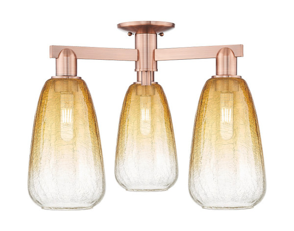 Innovations - 716-3F-AC-G480-6AM - Three Light Semi-Flush Mount - Arcadia - Antique Copper