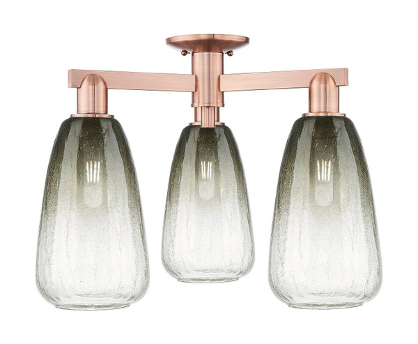 Innovations - 716-3F-AC-G480-6SL - Three Light Semi-Flush Mount - Arcadia - Antique Copper
