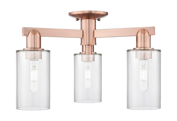 Innovations - 716-3F-AC-G802 - Three Light Semi-Flush Mount - Arcadia - Antique Copper