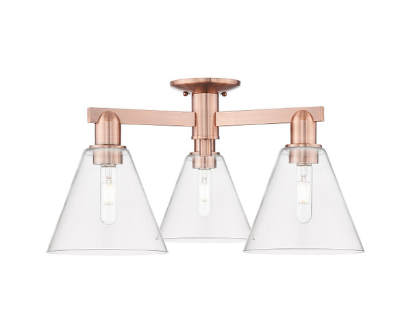 Innovations - 716-3F-AC-GBC-82 - Three Light Semi-Flush Mount - Arcadia - Antique Copper