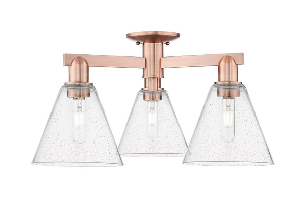 Innovations - 716-3F-AC-GBC-84 - Three Light Semi-Flush Mount - Arcadia - Antique Copper