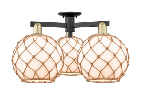Innovations - 716-3F-BAB-G121-10RB - Three Light Semi-Flush Mount - Arcadia - Black Antique Brass