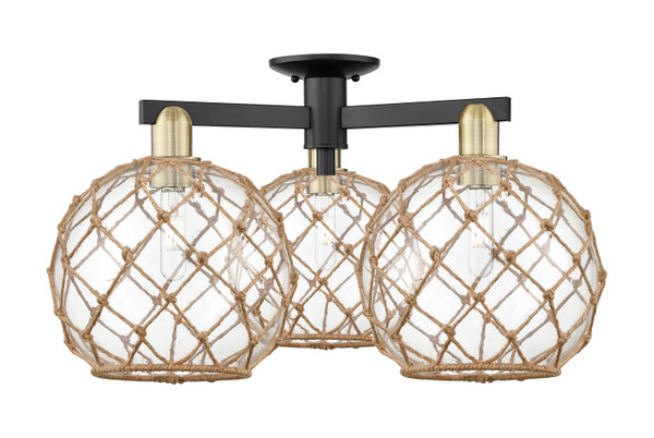 Innovations - 716-3F-BAB-G122-10RB - Three Light Semi-Flush Mount - Arcadia - Black Antique Brass
