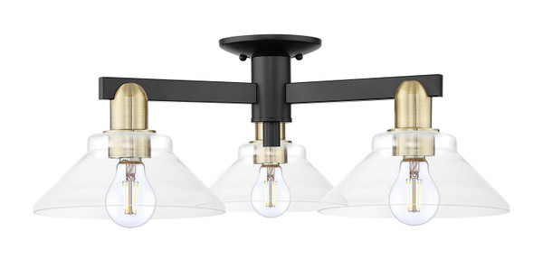 Innovations - 716-3F-BAB-G132 - Three Light Semi-Flush Mount - Arcadia - Black Antique Brass
