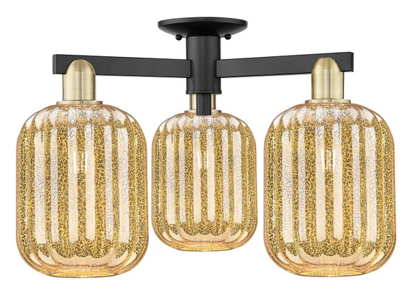 Innovations - 716-3F-BAB-G460-7ME - Three Light Semi-Flush Mount - Arcadia - Black Antique Brass