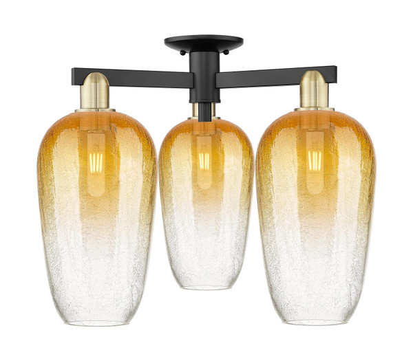 Innovations - 716-3F-BAB-G484-7AM - Three Light Semi-Flush Mount - Arcadia - Black Antique Brass