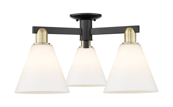 Innovations - 716-3F-BAB-GBC-81 - Three Light Semi-Flush Mount - Arcadia - Black Antique Brass