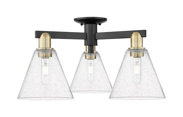 Innovations - 716-3F-BAB-GBC-84 - Three Light Semi-Flush Mount - Arcadia - Black Antique Brass