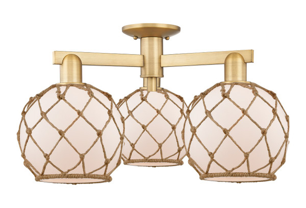 Innovations - 716-3F-BB-G121-8RB - Three Light Semi-Flush Mount - Arcadia - Brushed Brass