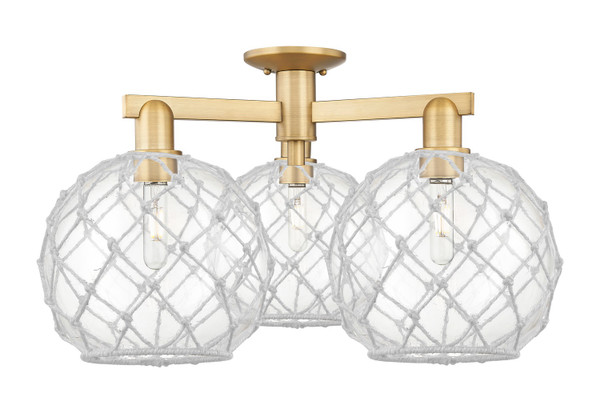 Innovations - 716-3F-BB-G122-10RW - Three Light Semi-Flush Mount - Arcadia - Brushed Brass