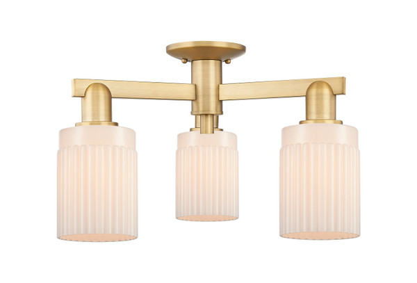 Innovations - 716-3F-BB-G341 - Three Light Semi-Flush Mount - Arcadia - Brushed Brass