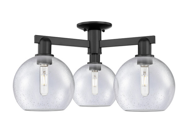 Innovations - 716-3F-BK-G124-8 - Three Light Semi-Flush Mount - Arcadia - Matte Black