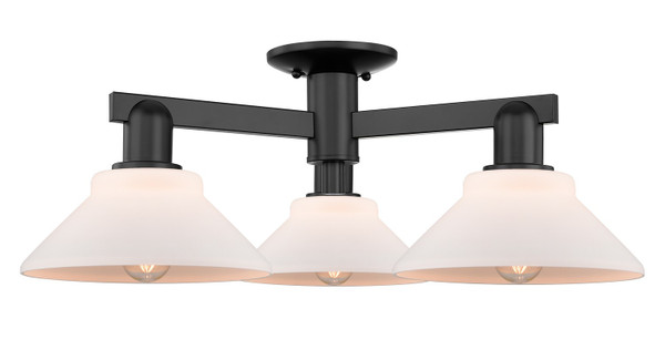 Innovations - 716-3F-BK-G131 - Three Light Semi-Flush Mount - Arcadia - Matte Black