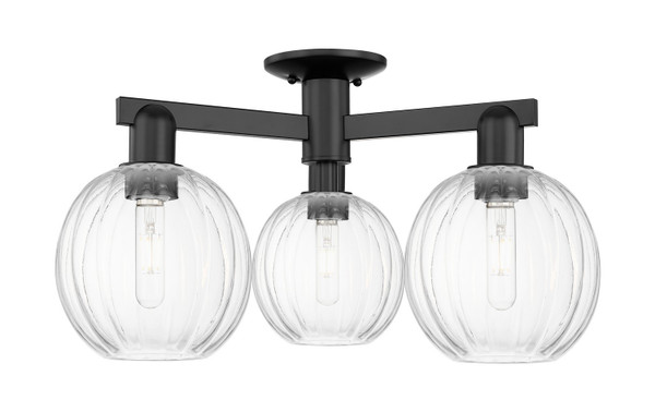 Innovations - 716-3F-BK-G458-7CL - Three Light Semi-Flush Mount - Arcadia - Matte Black