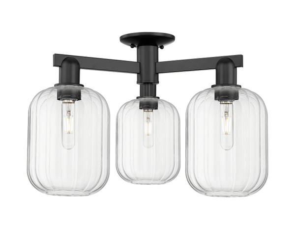 Innovations - 716-3F-BK-G460-7CL - Three Light Semi-Flush Mount - Arcadia - Matte Black