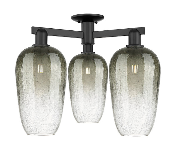 Innovations - 716-3F-BK-G484-7SL - Three Light Semi-Flush Mount - Arcadia - Matte Black